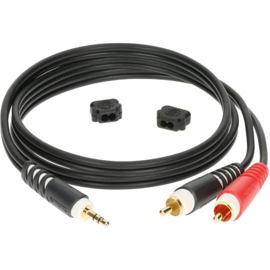 Y-Kabel schwarz 1m klinke 3,5 mm - 2 x RCA