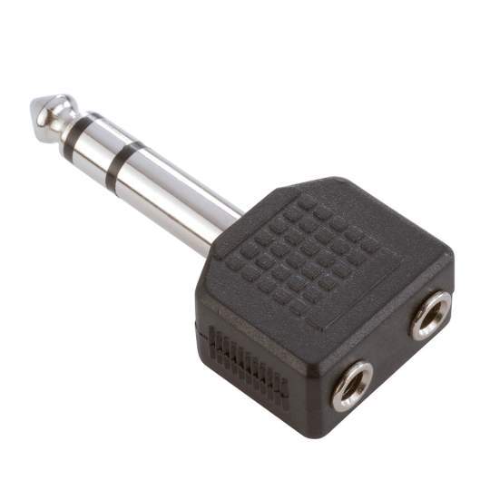 7545 Y-Adapter 2 x 3,5 mm stereo Klinke female auf 6,3 mm stereo Klinke male